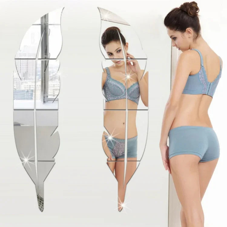 DIY 깃털 스타일 아크릴 거울 벽 스티커 홈 룸 벽화 장식 아트 벽 스티커, 크기: 30*120cm, 30*120cm (실버), 30*120cm (골드)