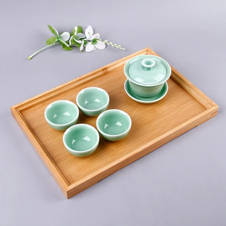 대나무 직각 다과 쟁반 다과 테이블, 크기: 41x29cm, 크기: 41x29cm
