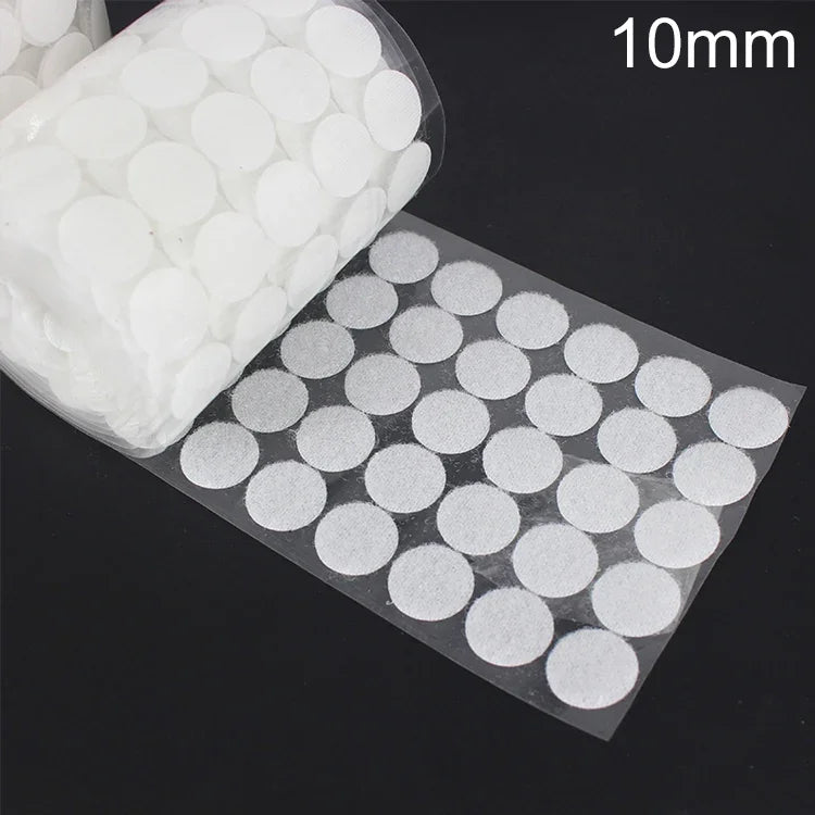 1000개 10mm 원형 나일론 접착 후크 앤 루프 패스너, 10mm (블랙), 10mm (화이트)