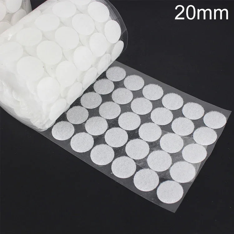 1000개 20mm 원형 나일론 접착식 후크 앤 루프 패스너, 20mm (검정), 20mm (흰색)