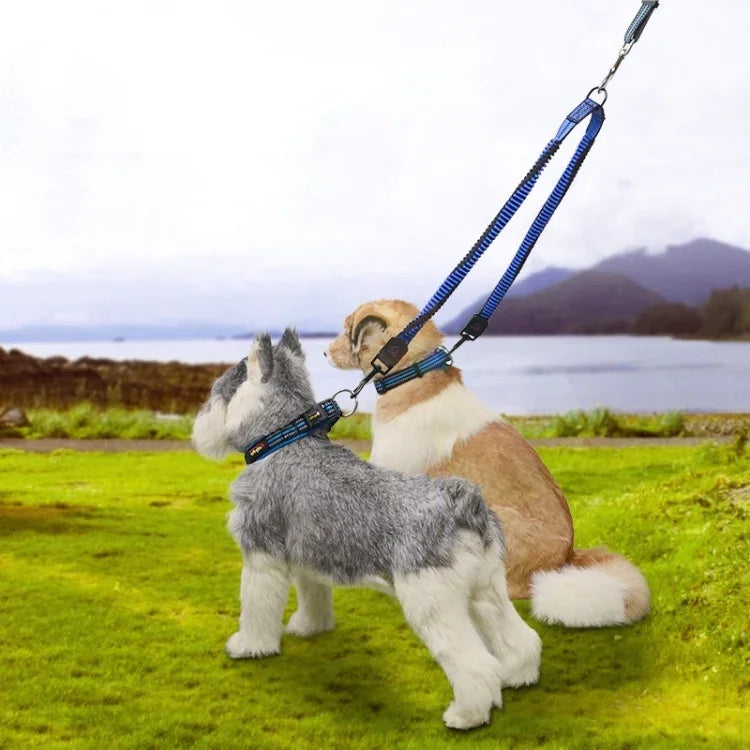 애완용 텔레스코픽 버퍼 이중 견인 줄 나일론 반사 꼬임 줄, 소형, 길이: 70cm, 무작위 색상 배송, 이중 견인 70cm