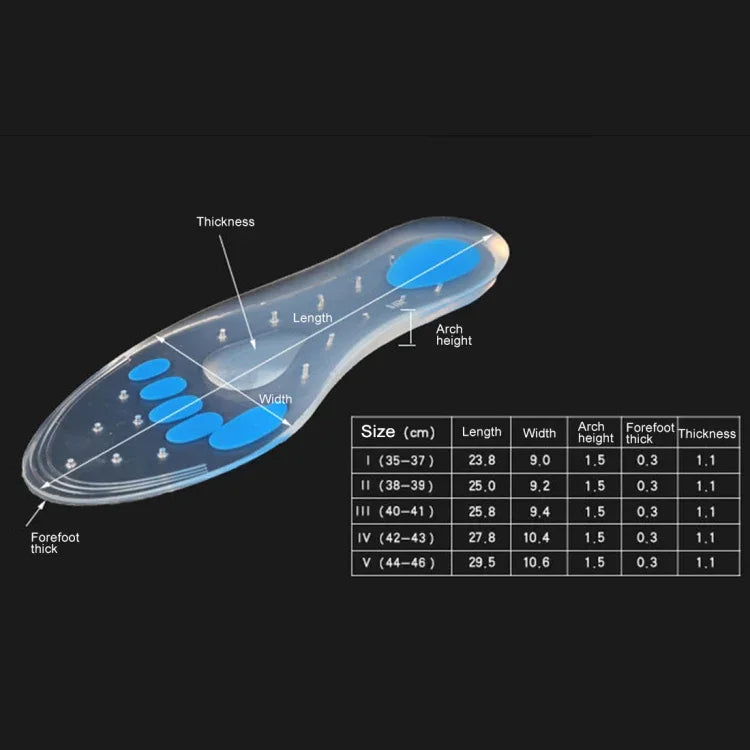 1쌍 투명 쿠셔닝 실리카겔 깔창 사이즈: 44-46호, 사이즈: 44-46호