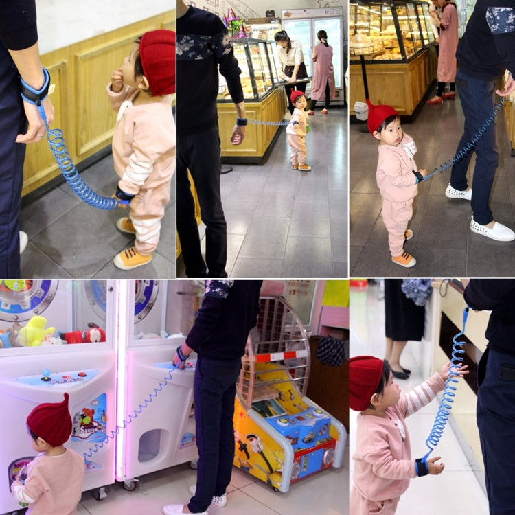 어린이 안전 하네스 아동 목줄 분실 방지 손목 연결 견인 로프 분실 방지 팔찌, 길이: 2m, 2m 오렌지, 2m 블루
