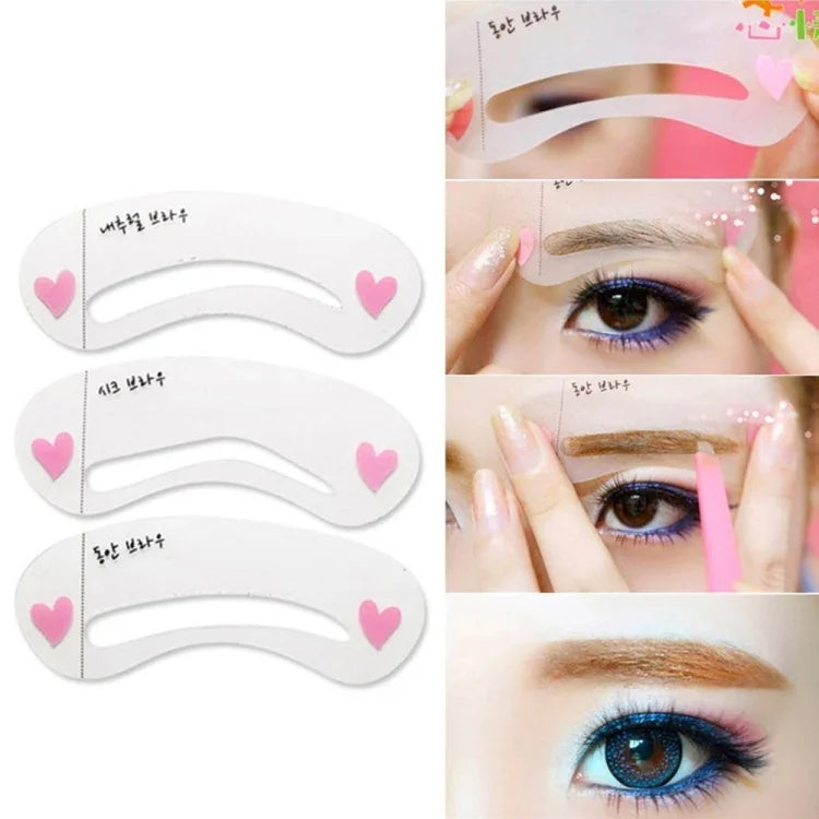 3 in 1 눈썹 스텐실 모양 템플릿 도구, 3 in 1