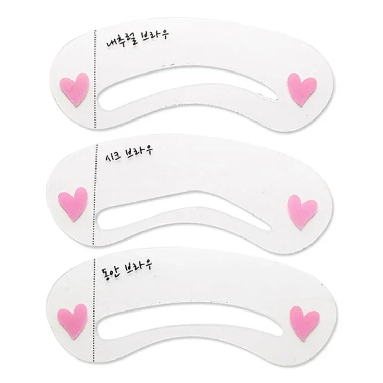 3 in 1 눈썹 스텐실 모양 템플릿 도구, 3 in 1