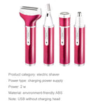 4-in-1 USB 충전식 진동 눈썹 트리머 바디 헤어 제거기 세트 USB 케이블 포함, 4-in-1