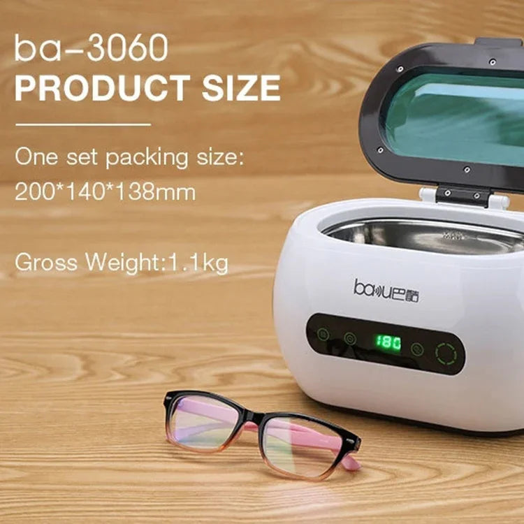 baku BA-3060 220V 가정용 안경 보석 세척 도구 초음파 세척기, EU 플러그, EU 플러그