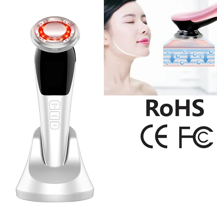 BLK-D818 얼굴 뷰티 기기 온냉 색상 피부 재생 기기 EMS 미세 전류 뷰티 도입 기기, BLK-D818 (핑크), BLK-D818 (화이트)