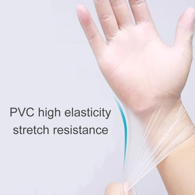100개 일회용 PVC 검사 장갑 가정용 투명 촉감 보호 장갑, 사이즈: L, 100개 L