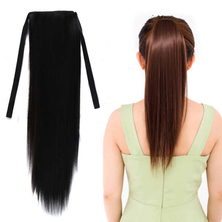 내추럴 롱 스트레이트 헤어 포니테일 붕대 스타일 가발 포니테일 여성용, 길이: 45cm, 45cm