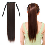 내추럴 롱 스트레이트 헤어 포니테일 붕대 스타일 가발 포니테일 여성용, 길이: 60cm, 60cm
