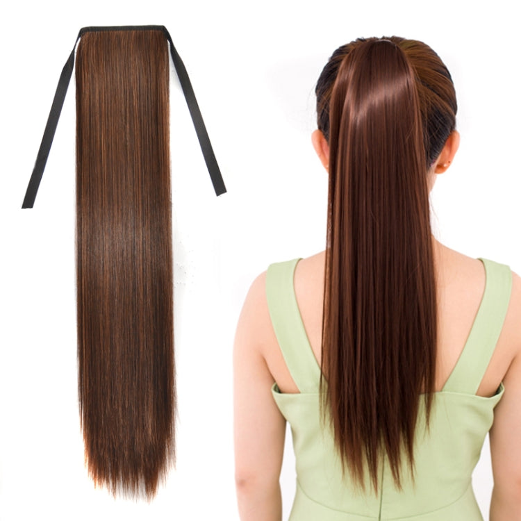 내추럴 롱 스트레이트 헤어 포니테일 붕대 스타일 가발 포니테일 여성용, 길이: 60cm, 60cm