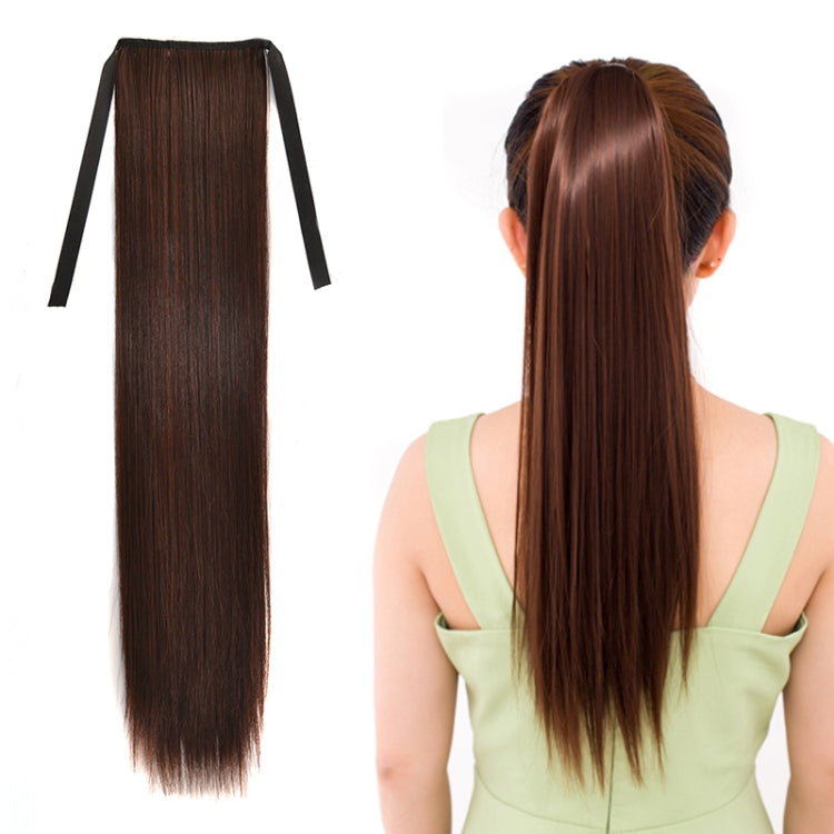 내추럴 롱 스트레이트 헤어 포니테일 붕대 스타일 가발 포니테일 여성용, 길이: 60cm, 60cm