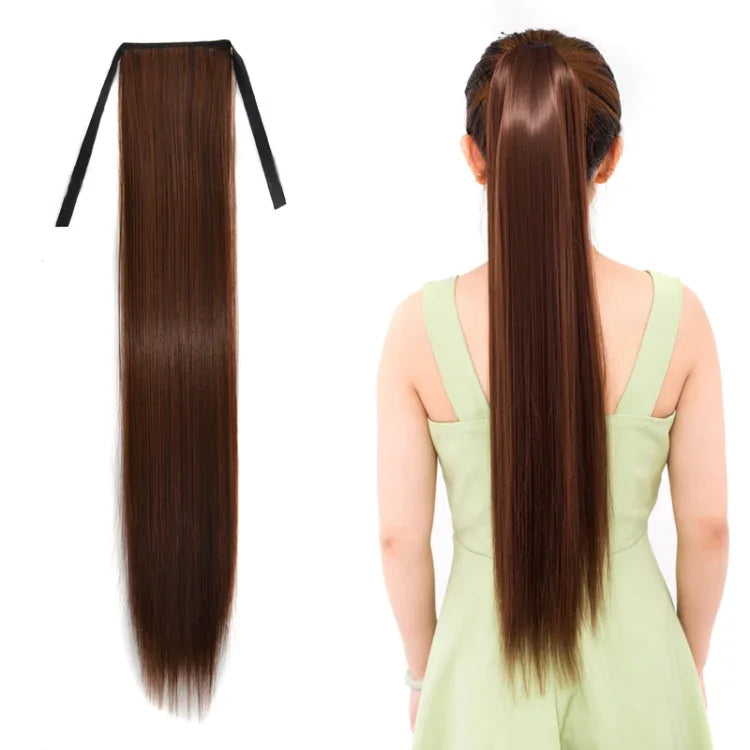 내추럴 롱 스트레이트 헤어 포니테일 붕대 스타일 가발 포니테일 여성용, 길이: 75cm, 75cm