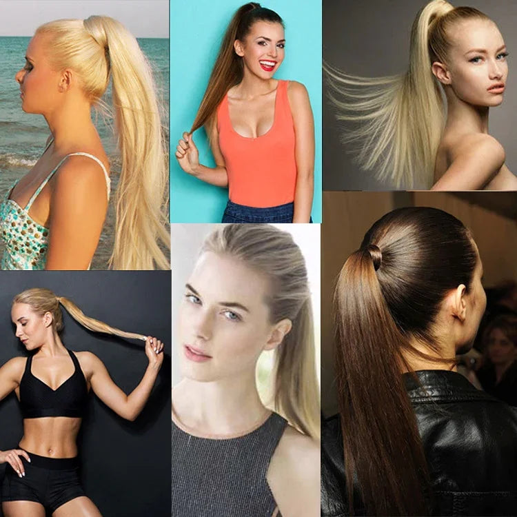 18H613# Invisible Seamless Bandage-style  Wig Long Straight Hair Wig Ponytail, 18H613#