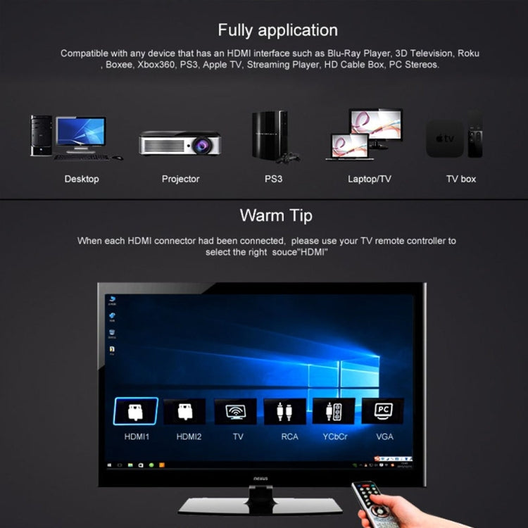 1m HDMI 2.0 (4K) 30AWG 고속 18Gbps 금도금 커넥터 HDMI 수-수 플랫 케이블, 길이: 1m