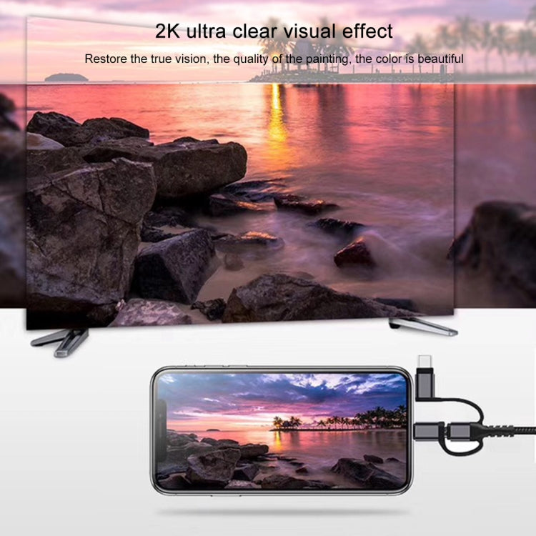 3 in 1 마이크로 USB + USB-C / 타입-C + 8핀 HDMI HDTV 케이블