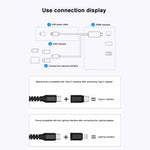 3 in 1 마이크로 USB + USB-C / 타입-C + 8핀 HDMI HDTV 케이블