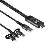 3 in 1 마이크로 USB + USB-C / 타입-C + 8핀 HDMI HDTV 케이블