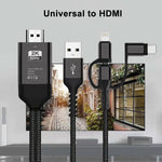 3 in 1 마이크로 USB + USB-C / 타입-C + 8핀 HDMI HDTV 케이블