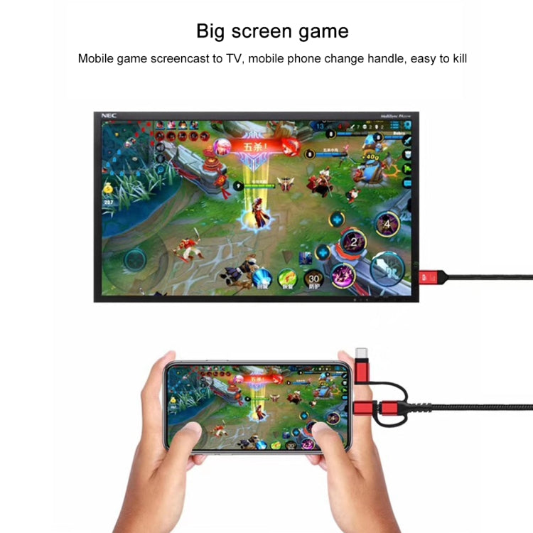 3 in 1 마이크로 USB + USB-C / 타입-C + 8핀 HDMI HDTV 케이블