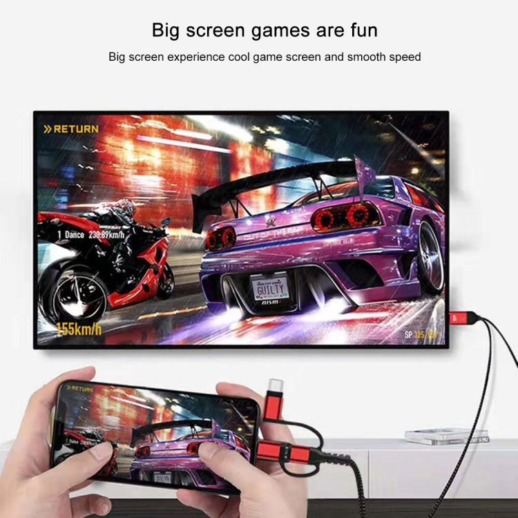 3 in 1 마이크로 USB + USB-C / 타입-C + 8핀 HDMI HDTV 케이블