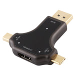 D63A DisplayPort + 미니 DP + USB-C / Type-C 수컷 to HDMI 암컷 3-in-1 어댑터, D63A