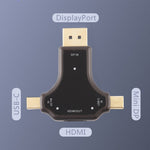 D63A DisplayPort + 미니 DP + USB-C / Type-C 수컷 to HDMI 암컷 3-in-1 어댑터, D63A
