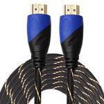 15m HDMI 1.4 버전 1080P 직조 네트 라인 블루 블랙 헤드 HDMI 수컷 to HDMI 수컷 오디오 비디오 커넥터 어댑터 케이블, 길이: 15m