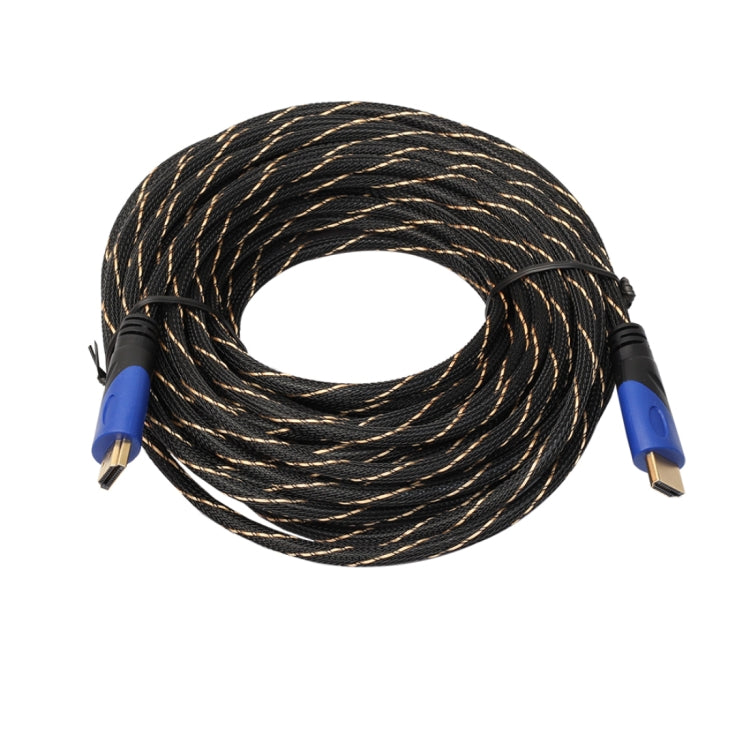 15m HDMI 1.4 버전 1080P 직조 네트 라인 블루 블랙 헤드 HDMI 수컷 to HDMI 수컷 오디오 비디오 커넥터 어댑터 케이블, 길이: 15m