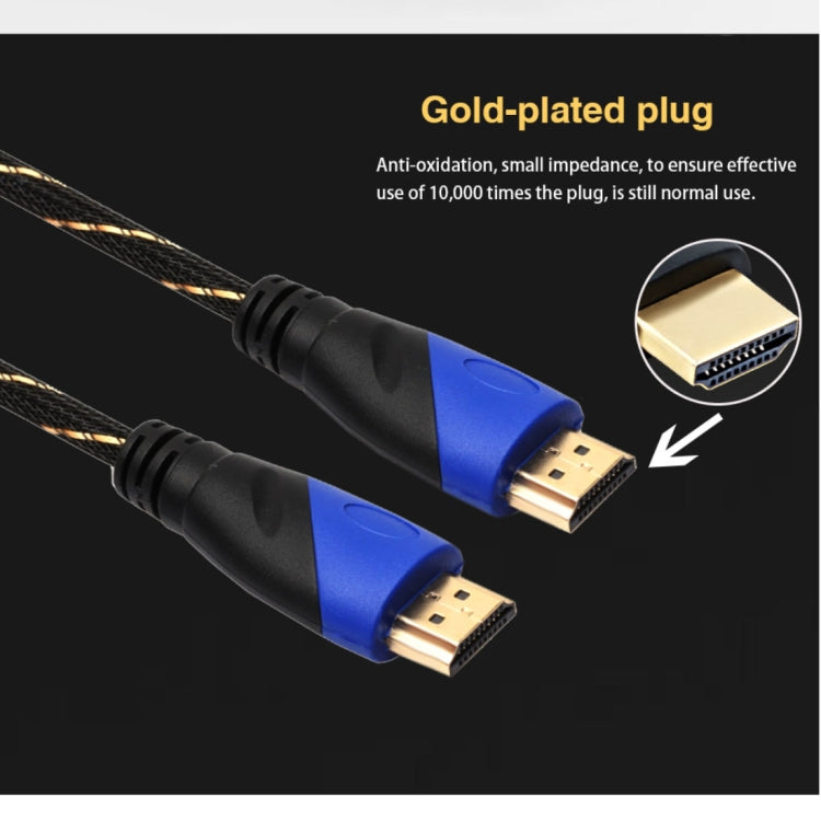 15m HDMI 1.4 버전 1080P 직조 네트 라인 블루 블랙 헤드 HDMI 수컷 to HDMI 수컷 오디오 비디오 커넥터 어댑터 케이블, 길이: 15m