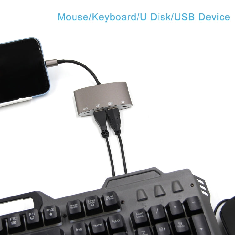1040KEY 8핀 to USB + 타입-C / USB-C + OTG 다기능 변환 어댑터, 1040KEY