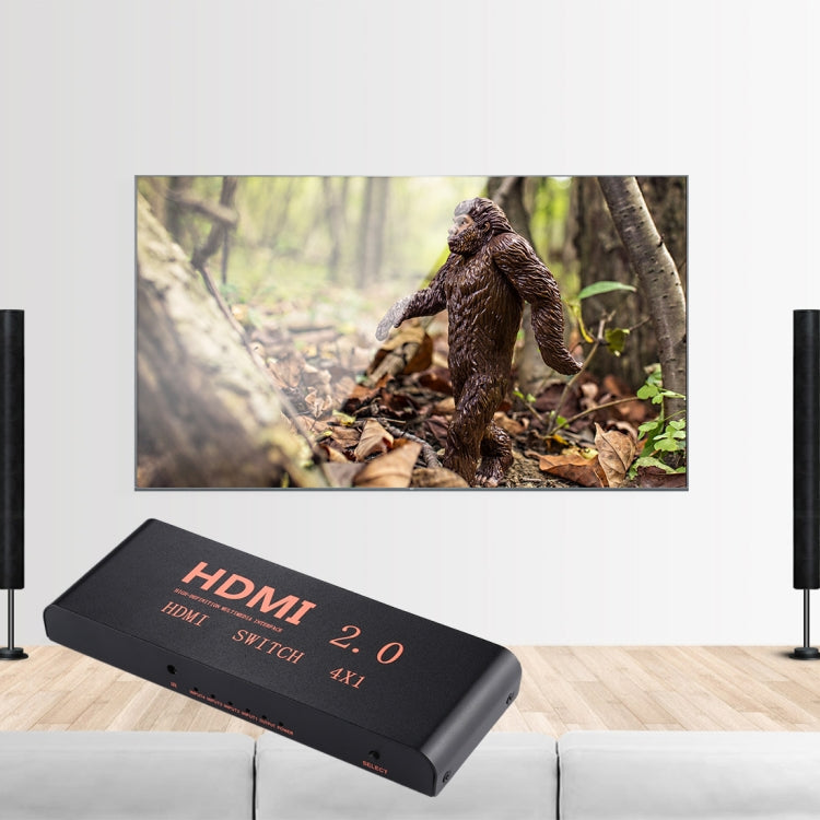 4대1 4K/60Hz HDMI 2.0 스위치 리모컨 포함, 유럽 플러그, 4대1