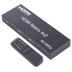 HDMI 4x2 매트릭스 스위처 / 스플리터 리모컨 포함, ARC / MHL / 4Kx2K / 3D 지원, HDMI 입력 4포트, HDMI 출력 2포트, ARC / MHL / 4Kx2K / 3D 지원