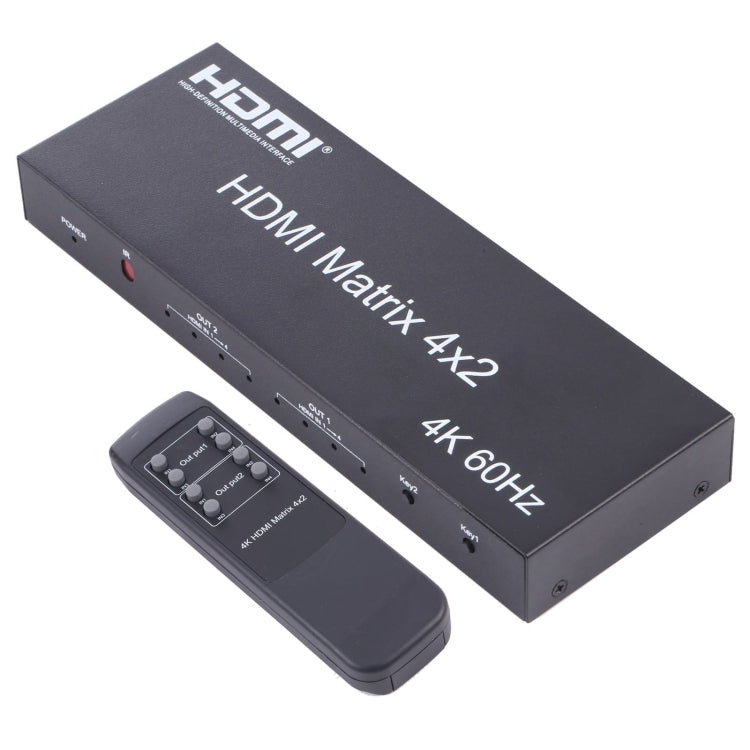 HDMI 4x2 매트릭스 스위처 / 스플리터 리모컨 포함, ARC / MHL / 4Kx2K / 3D 지원, HDMI 입력 4포트, HDMI 출력 2포트, ARC / MHL / 4Kx2K / 3D 지원