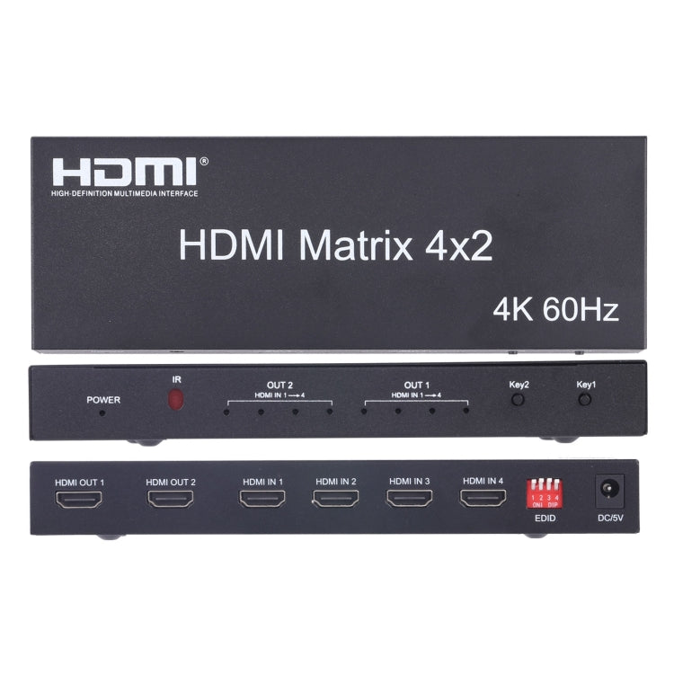 HDMI 4x2 매트릭스 스위처 / 스플리터 리모컨 포함, ARC / MHL / 4Kx2K / 3D 지원, HDMI 입력 4포트, HDMI 출력 2포트, ARC / MHL / 4Kx2K / 3D 지원