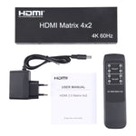 HDMI 4x2 매트릭스 스위처 / 스플리터 리모컨 포함, ARC / MHL / 4Kx2K / 3D 지원, HDMI 입력 4포트, HDMI 출력 2포트, ARC / MHL / 4Kx2K / 3D 지원