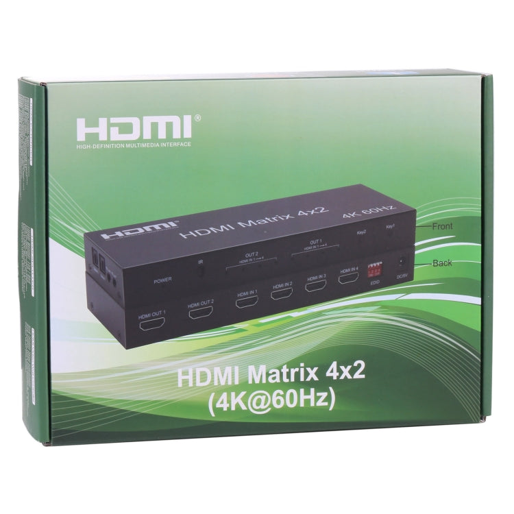 HDMI 4x2 매트릭스 스위처 / 스플리터 리모컨 포함, ARC / MHL / 4Kx2K / 3D 지원, HDMI 입력 4포트, HDMI 출력 2포트, ARC / MHL / 4Kx2K / 3D 지원