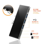 ROCKETEK SK-S5H 3 x USB 3.0 + HDMI + SD / TF 메모리 카드 리더 허브 4K HDMI 어댑터, SK-S5H