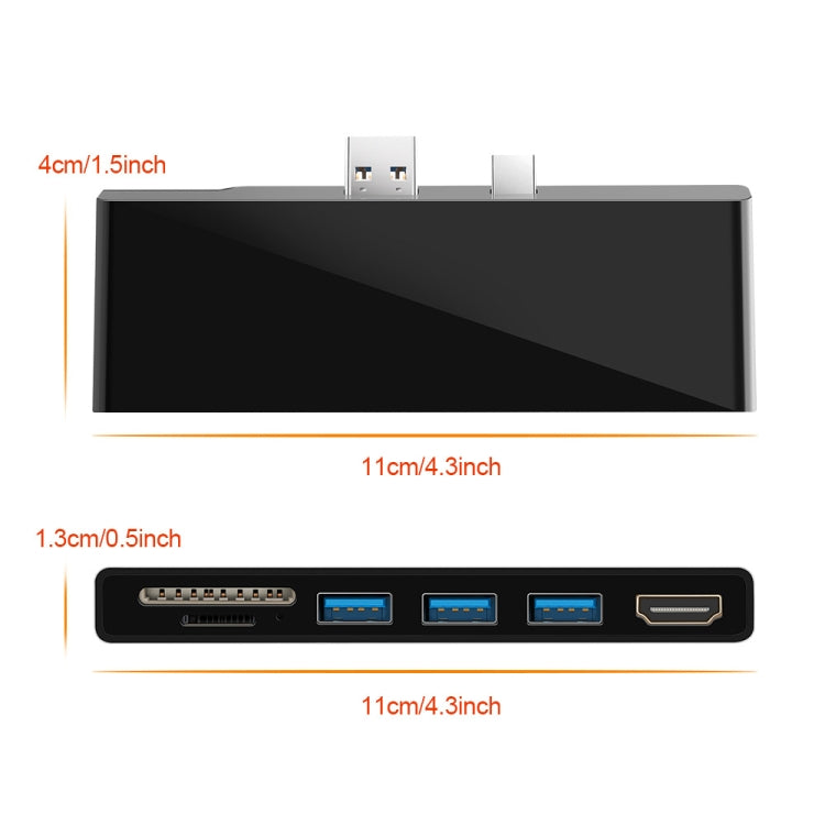 ROCKETEK SK-S5H 3 x USB 3.0 + HDMI + SD / TF 메모리 카드 리더 허브 4K HDMI 어댑터, SK-S5H