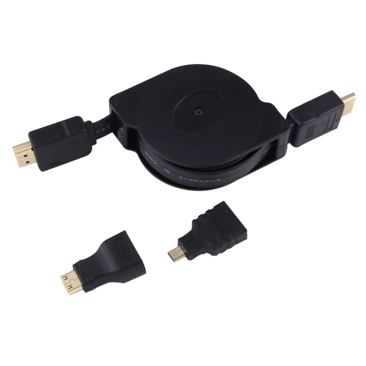 1m HDMI 수컷 to HDMI 수컷 리트랙터블 비디오 오디오 커넥터 어댑터 케이블 미니 HDMI & 마이크로 HDMI 어댑터 포함 HDTV 모니터 & 프로젝터 & PC & 카메라 & 태블릿 & 스마트폰용