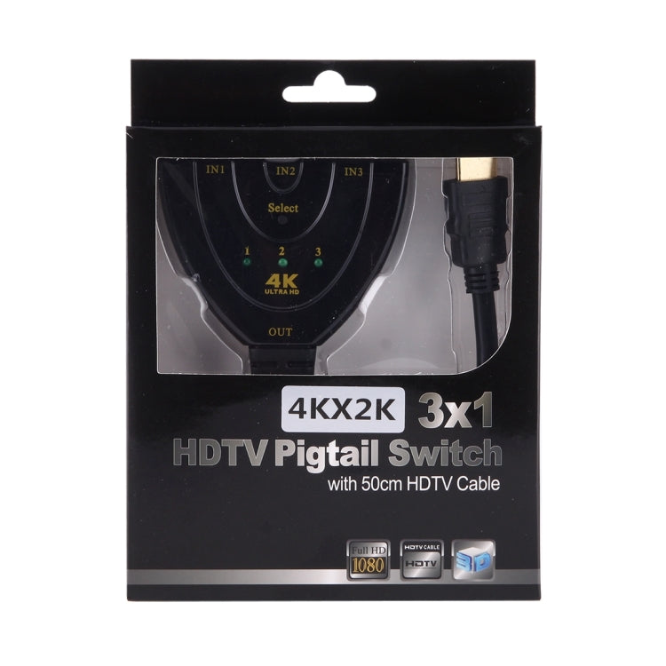 3 in 1 HDMI 입력 4K x 2K HDTV 피그테일 스위치 어댑터 HDMI 스플리터, 1 in 3