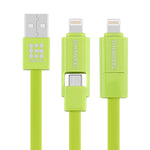 HAWEEL 1m 2 in 1 마이크로 USB & 8핀 to USB 데이터 동기화 충전 케이블, 두 커넥터가 있는 2 in 1 케이블