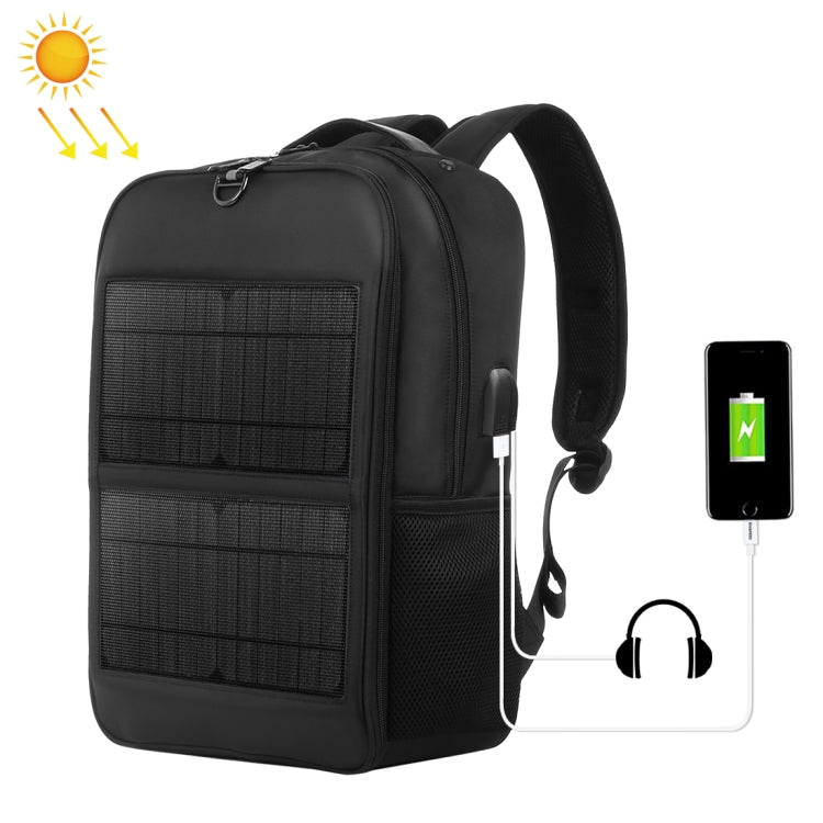HAWEEL 14W 태양광 패널 파워 백팩 노트북 가방, 손잡이 및 5V / 2.1A 최대 USB 충전 포트 포함, 14W 백팩