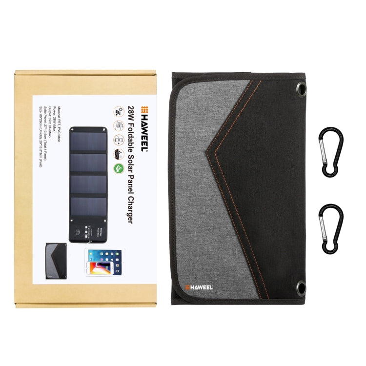 HAWEEL 28W 접이식 태양광 패널 충전기, 5V 3A 최대 듀얼 USB 포트, 28W 패널(B)