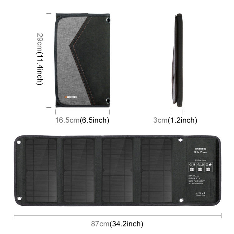 HAWEEL 28W 접이식 태양광 패널 충전기, 5V 3A 최대 듀얼 USB 포트, 28W 패널(B)