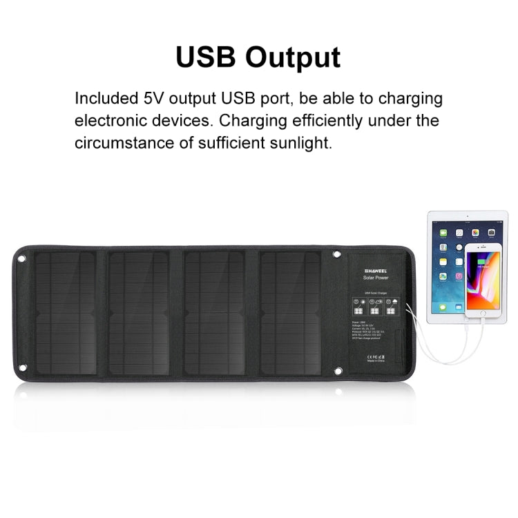 HAWEEL 28W 접이식 태양광 패널 충전기, 5V 3A 최대 듀얼 USB 포트, 28W 패널(B)