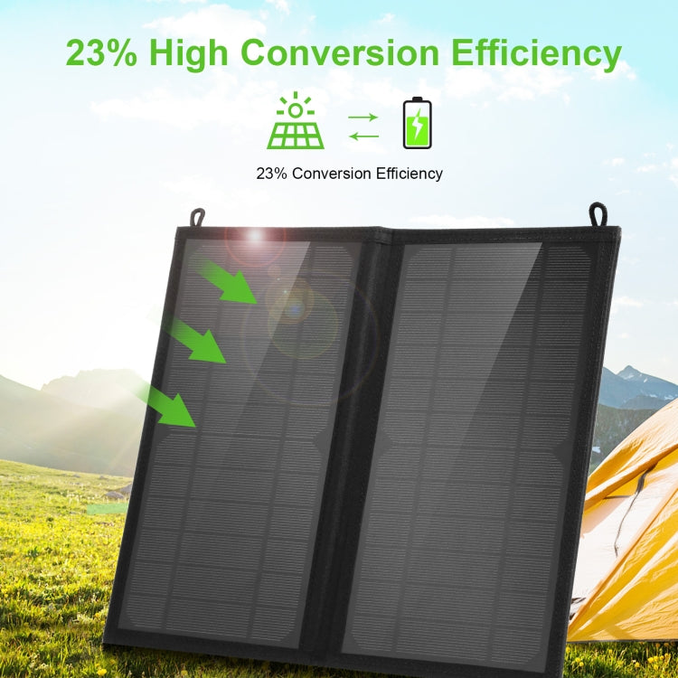 HAWEEL 12W 2패널 접이식 태양광 패널 충전 가방 5V / 3.1A 최대 듀얼 USB 포트, QC3.0 및 AFC 지원, 12W 2패널