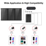 HAWEEL 18W 3패널 접이식 태양광 패널 충전기 가방, 5V / 3.1A 최대 듀얼 USB 포트 지원, QC3.0 및 AFC 지원, 18W 3패널