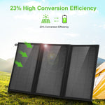 HAWEEL 18W 3패널 접이식 태양광 패널 충전기 가방, 5V / 3.1A 최대 듀얼 USB 포트 지원, QC3.0 및 AFC 지원, 18W 3패널